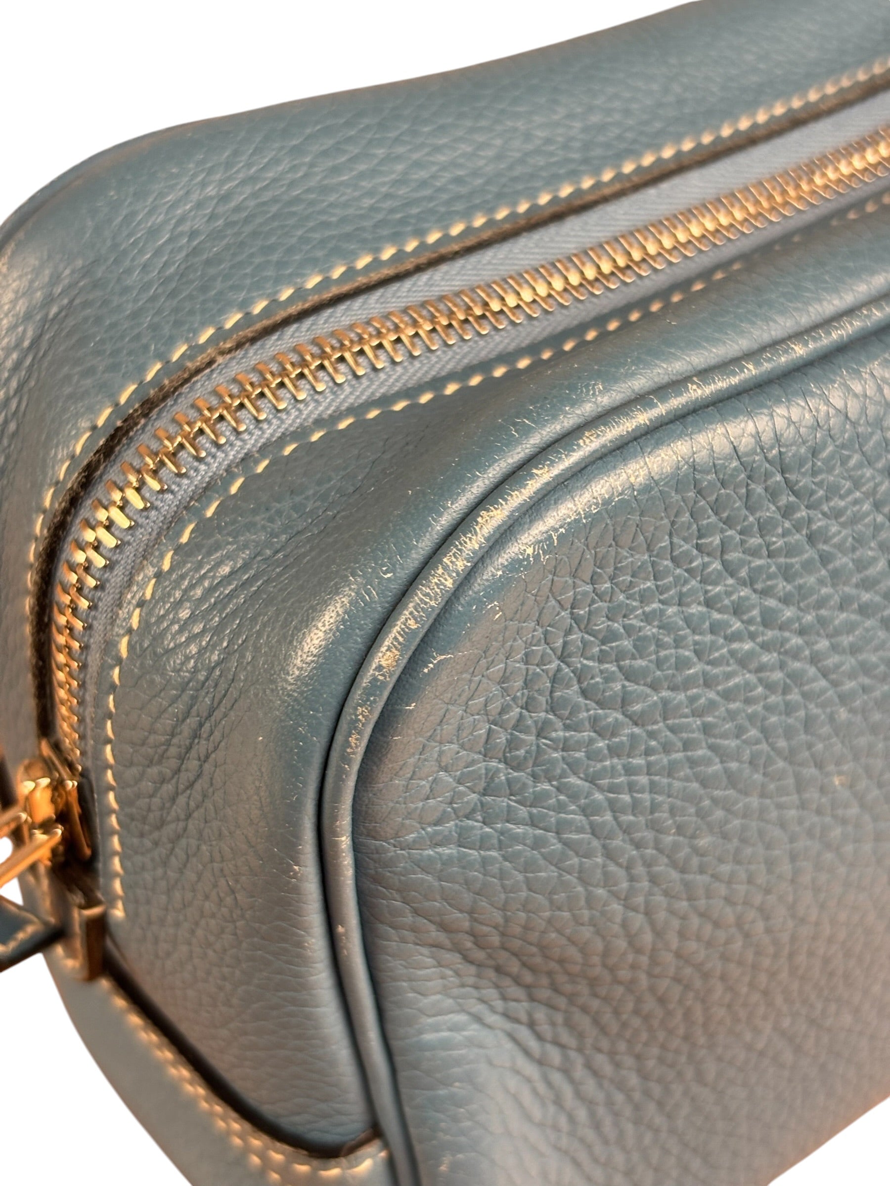Hermes Blue Leather Cosmetic Pouch