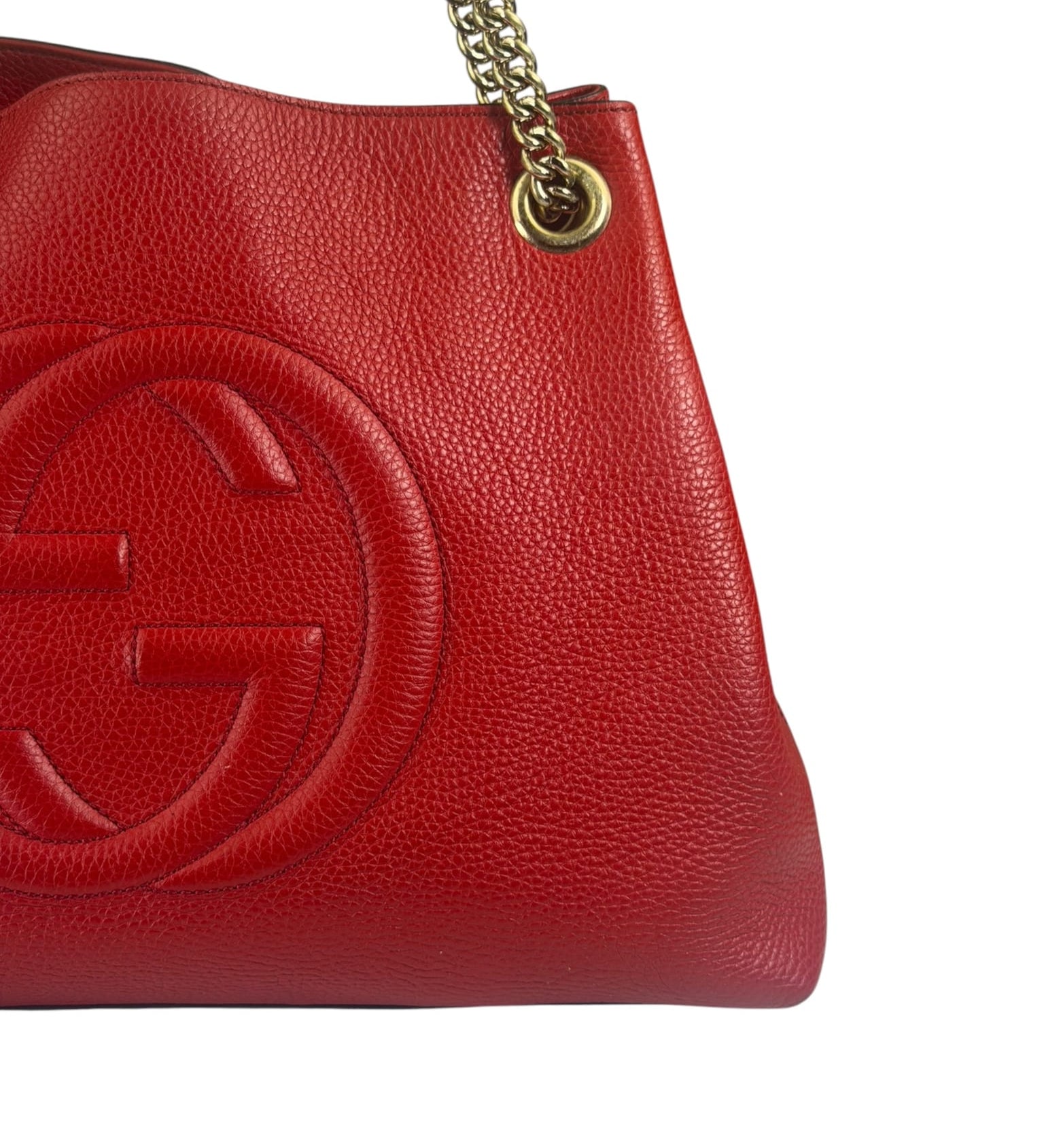 Gucci Red Leather Soho Chain Shoulder Bag