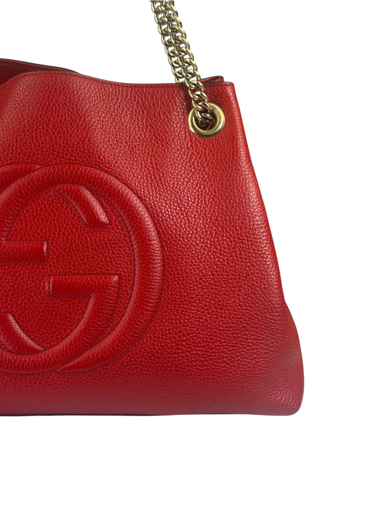 Gucci Red Leather Soho Chain Shoulder Bag