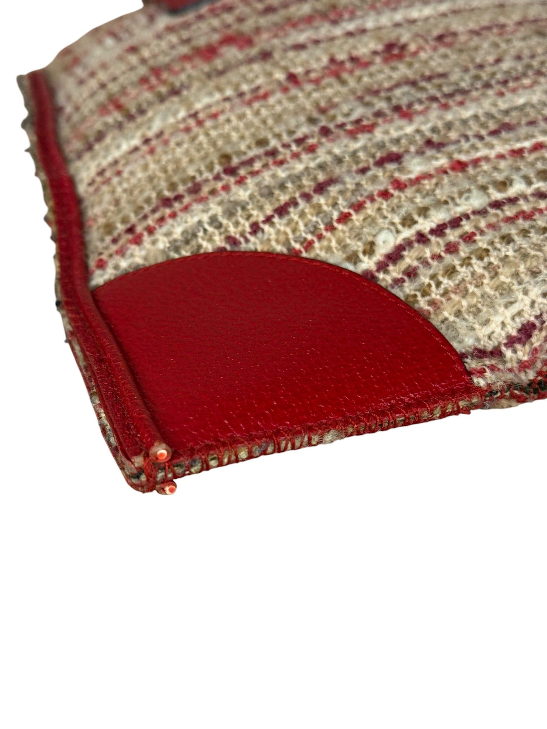 Prada Vintage Red Woven Tweed Zip Tote