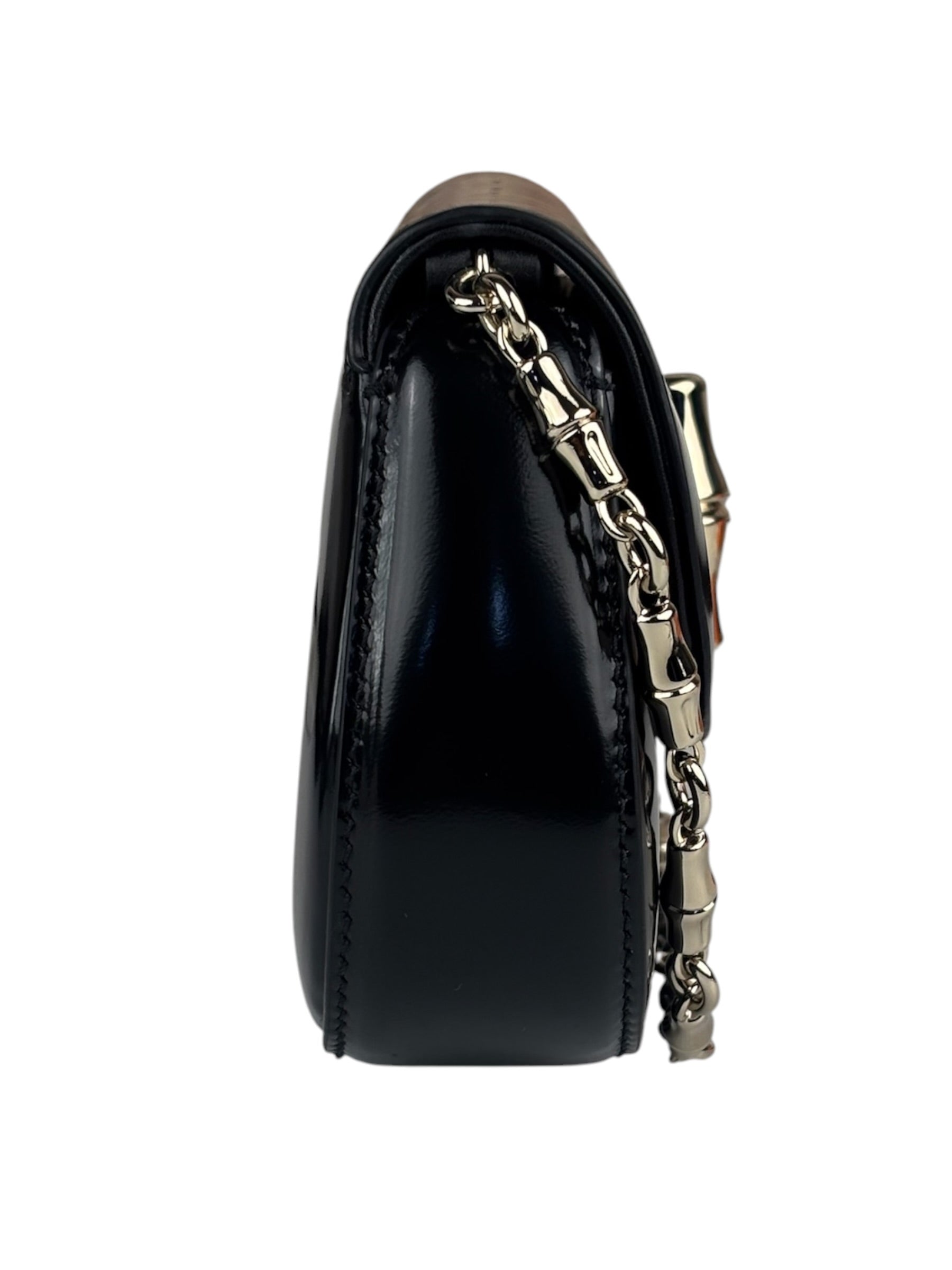 Gucci Black Leather Bamboo Night Small Clutch/Pochette