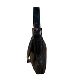 Fendi Vintage Black Leather Marble Buckle Baguette