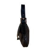 Fendi Vintage Black Leather Marble Buckle Baguette