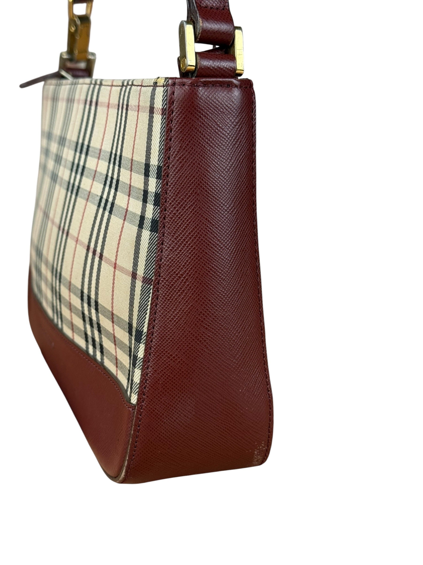 Burberry Vintage House Check Canvas/Leather Shoulder Bag