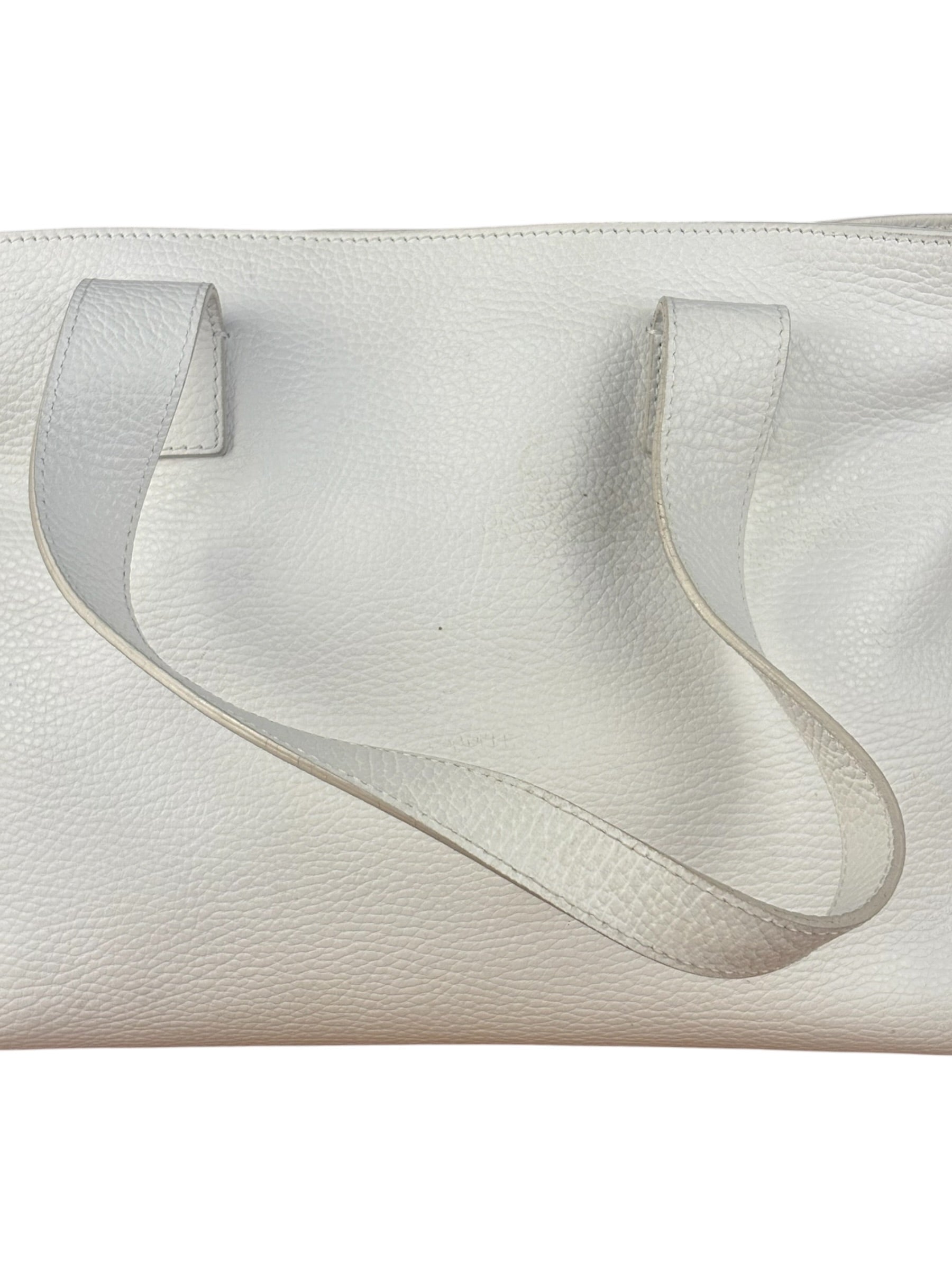 Burberry White Pebbled Leather Shoulder Bag