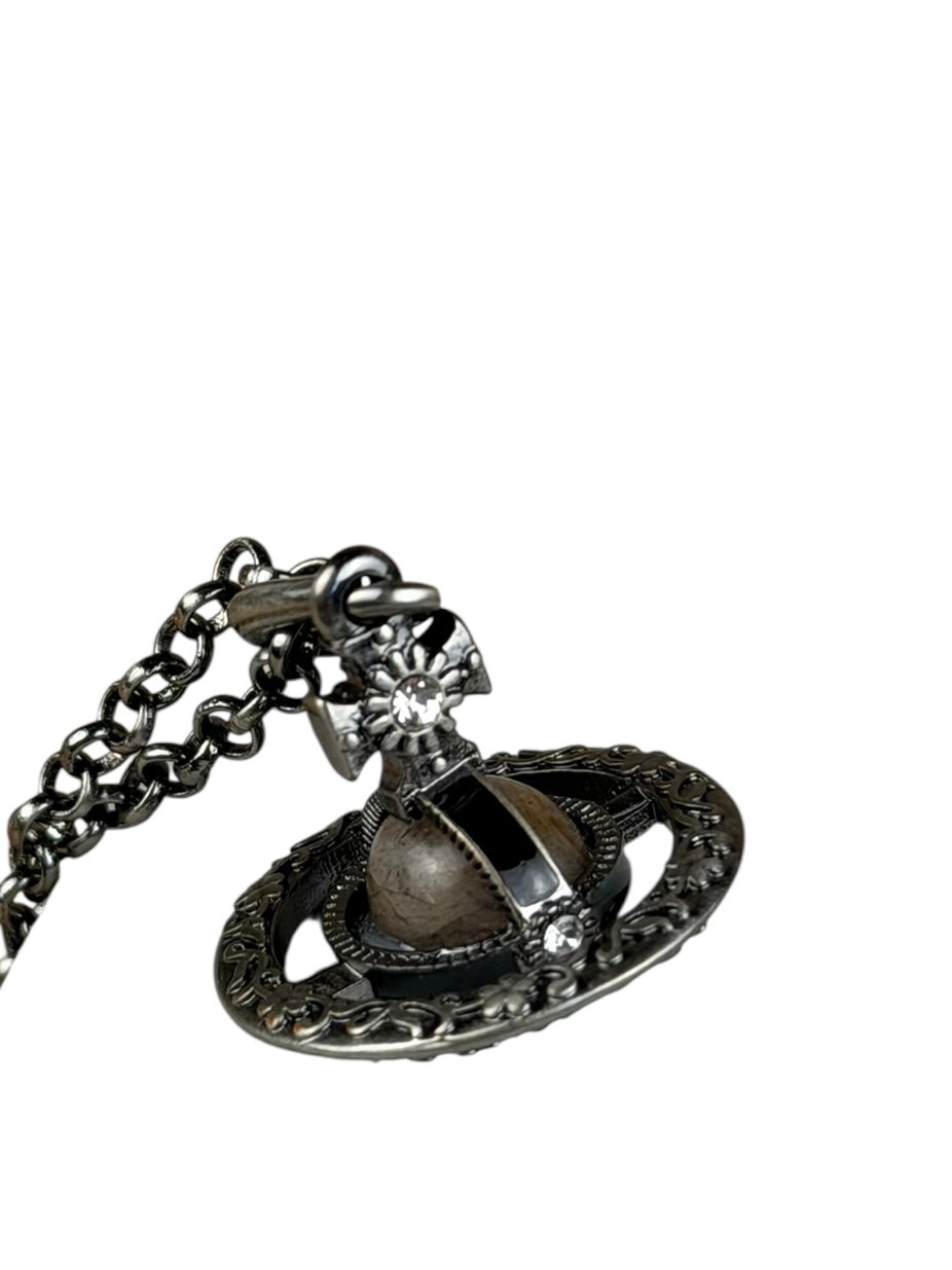 Vivienne Westwood Gunmetal 3D Orb Necklace