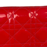 Christian Dior Cannage Red Patent Leather Wallet On Chain