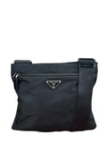 Prada Black Vela Nylon Flat Crossbody Bag