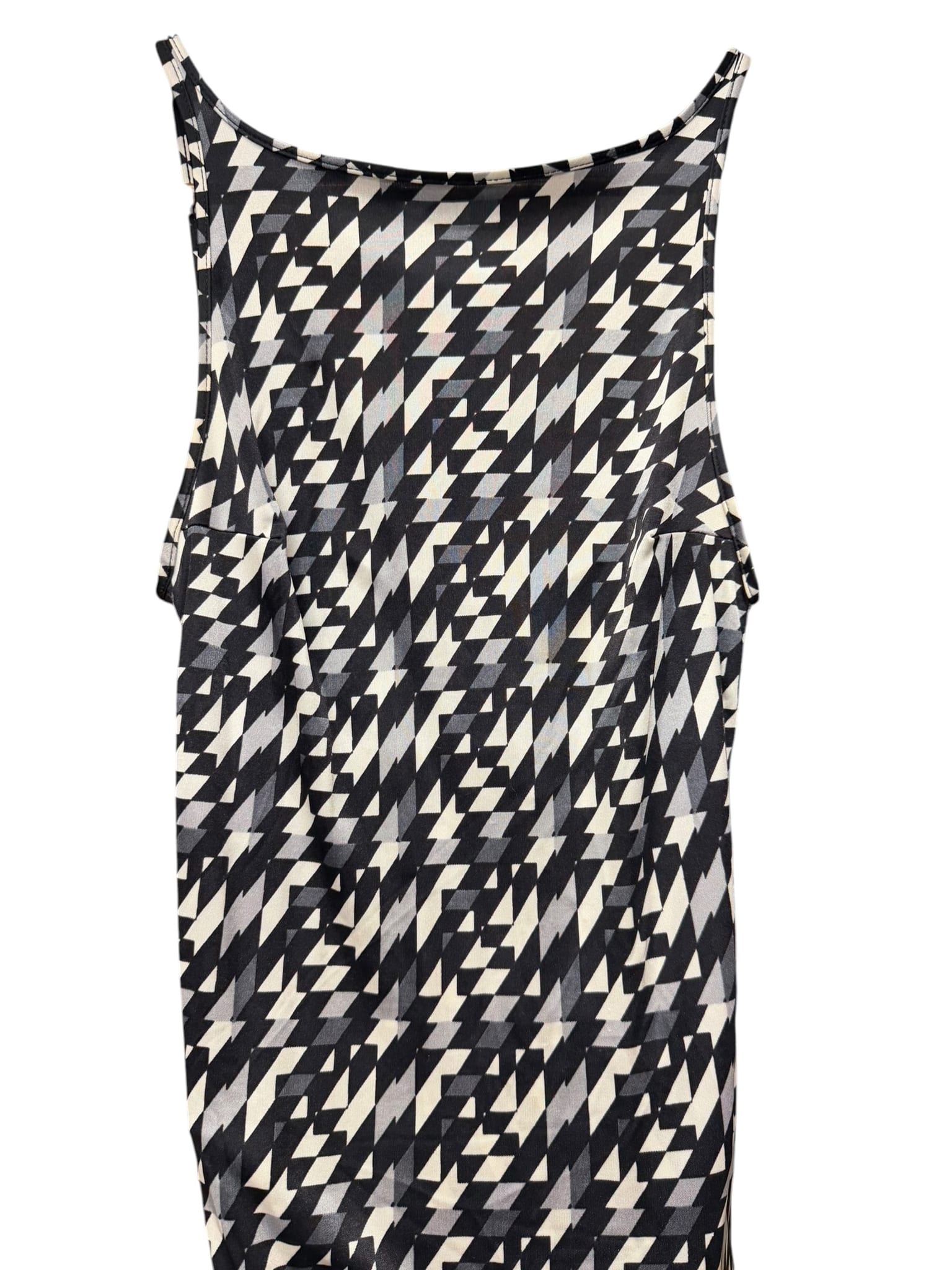 Fendi Black/White Geometric Patterned Sleeveless Tank Dress