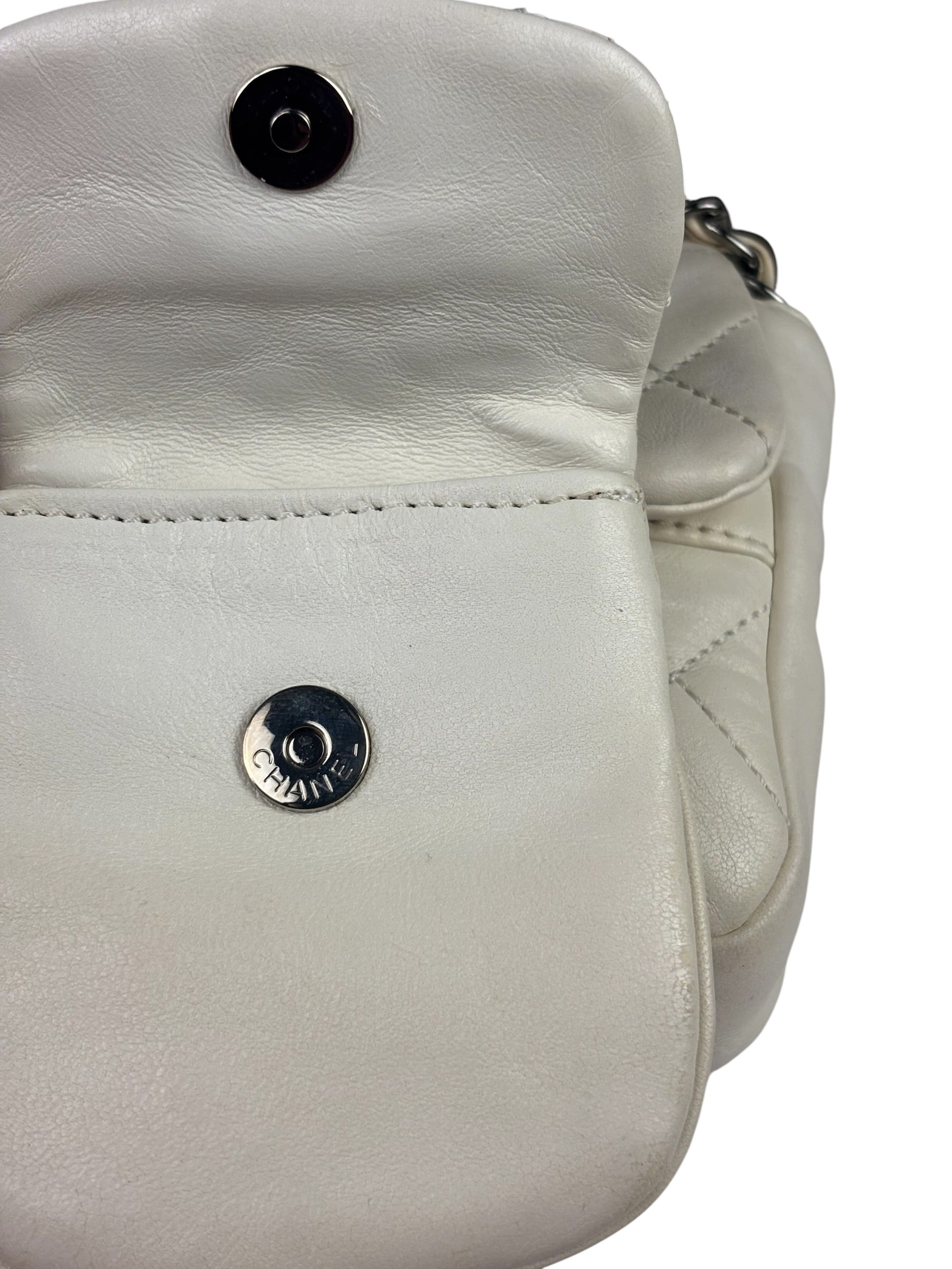 Chanel White Quilted Leather Multi-pocket Flap Bag 2007