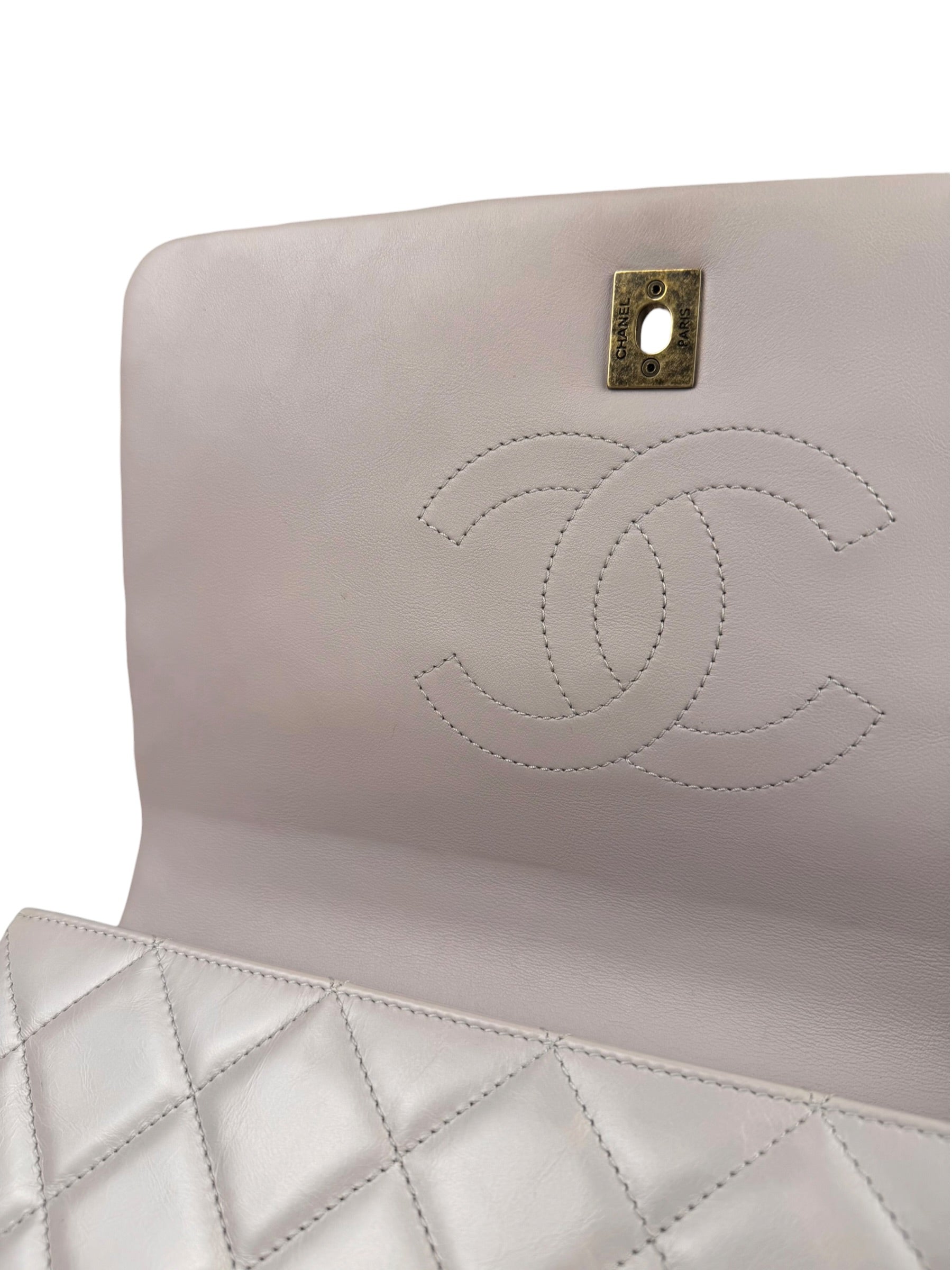 Chanel Light Lilac Calfskin Leather Quilted Flap Chain Bag