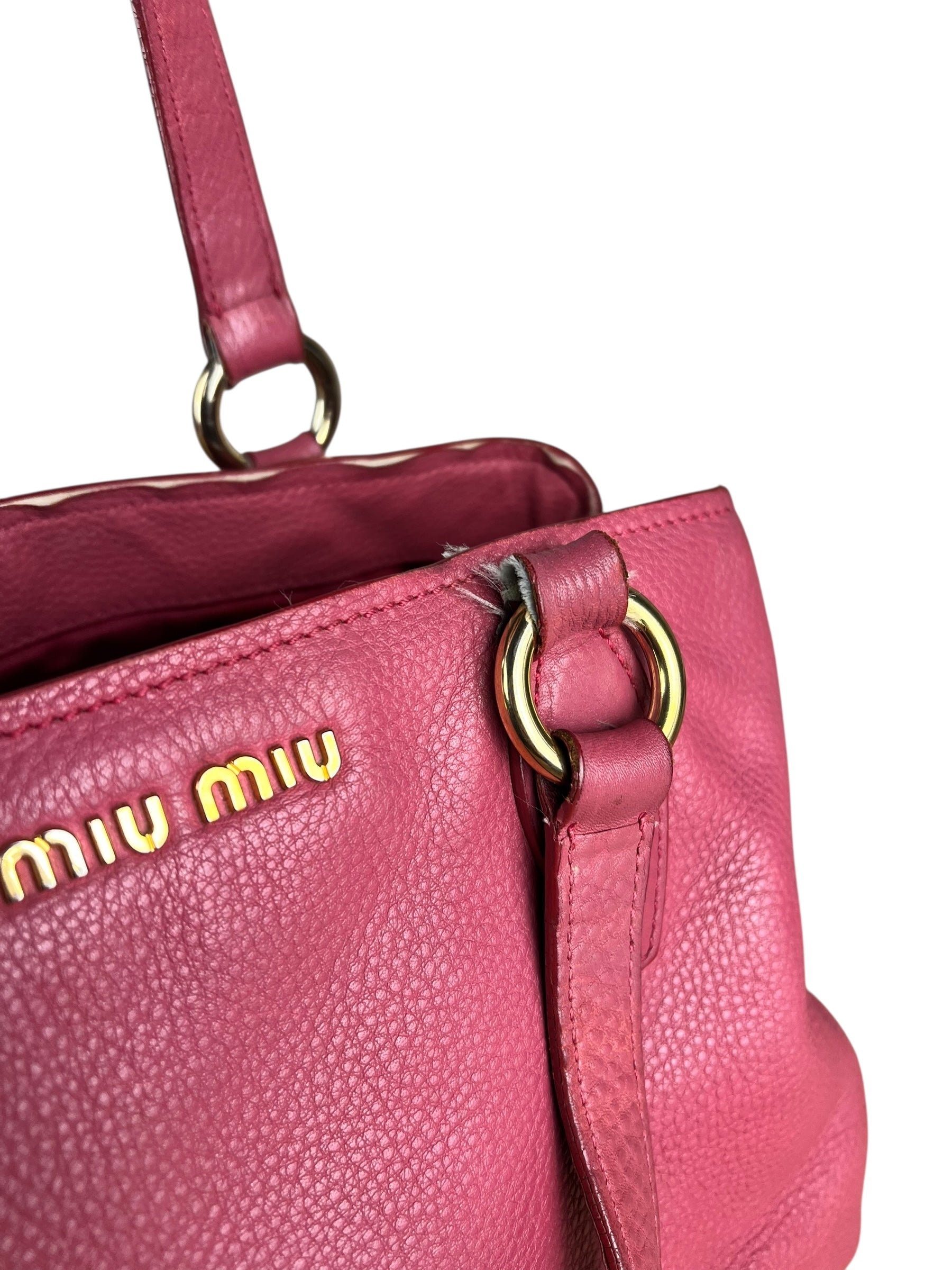 Miu Miu Pink Leather 2Way Tote Bag