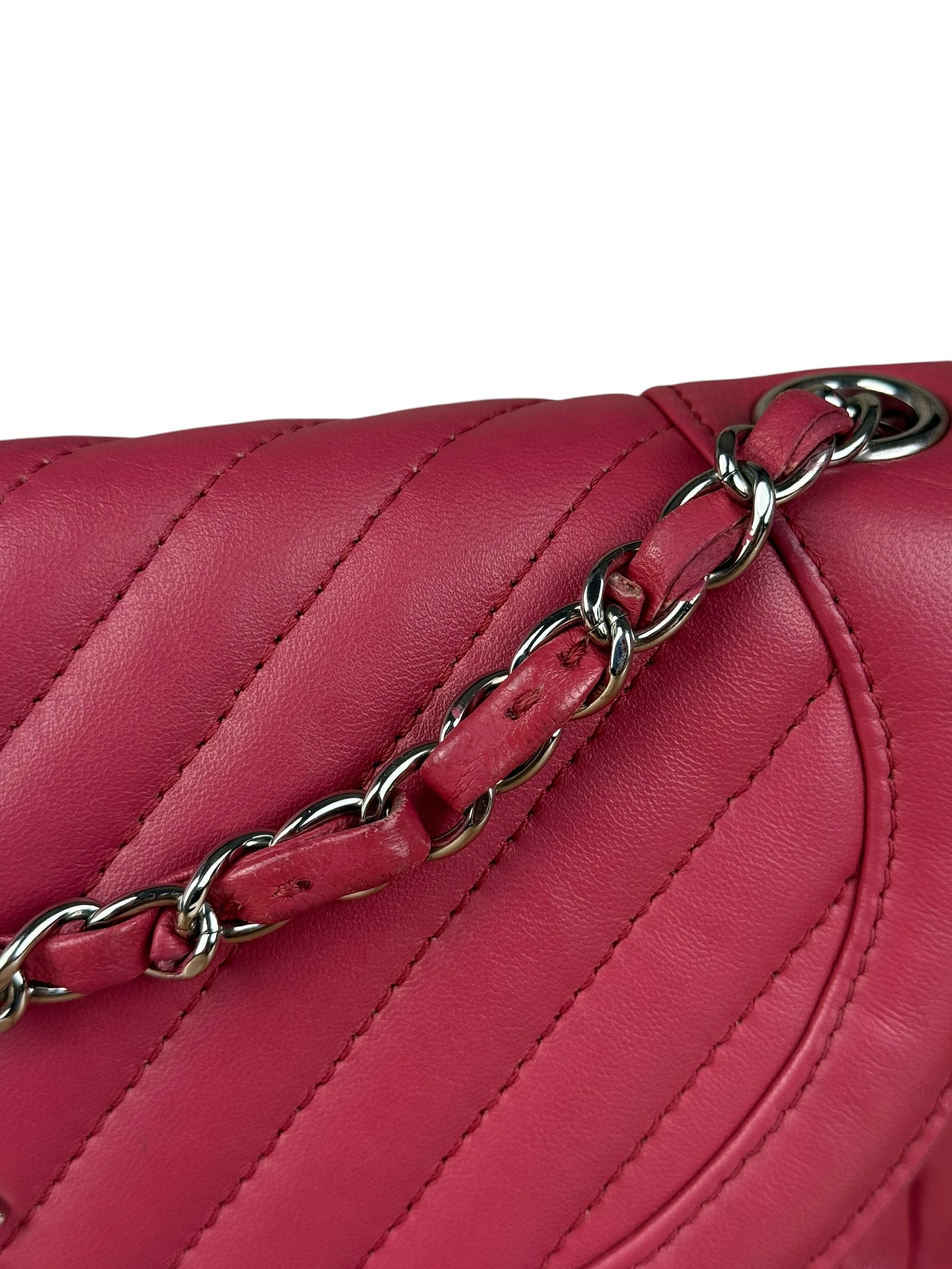 Chanel Pink Chevron Quilted Leather Medium Flap Bag 2018