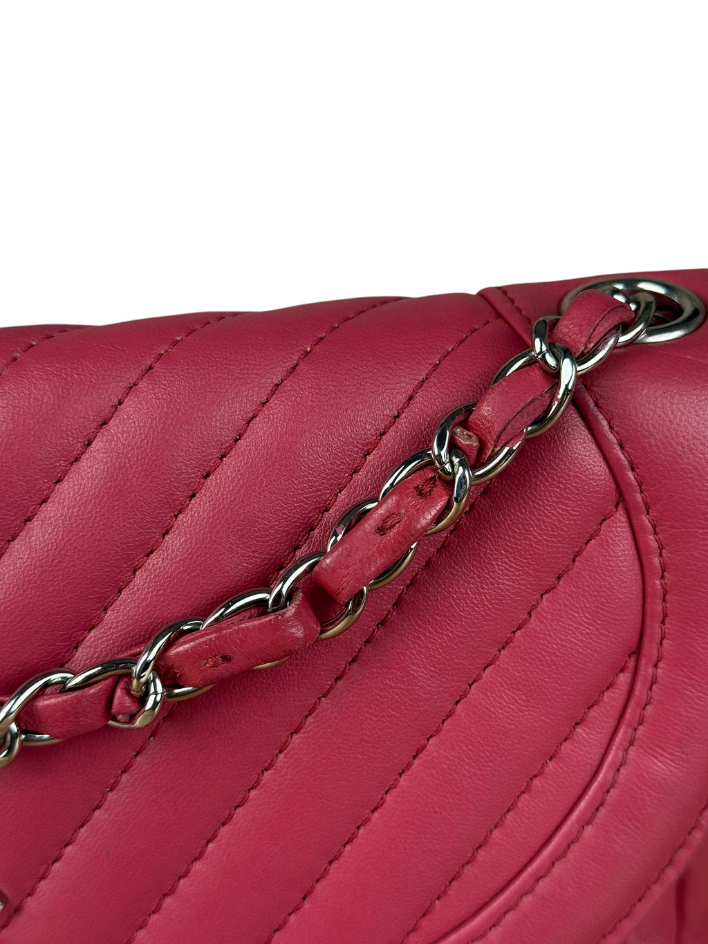 Chanel Pink Chevron Quilted Leather Medium Flap Bag 2018