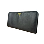 Prada Saffiano Leather Snap Long Wallet Black