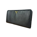 Prada Saffiano Leather Snap Long Wallet Black