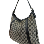 Gucci Black Leather Trim GG Supreme Hobo Bag