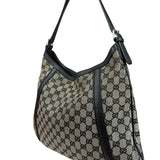 Gucci Black Leather Trim GG Supreme Hobo Bag