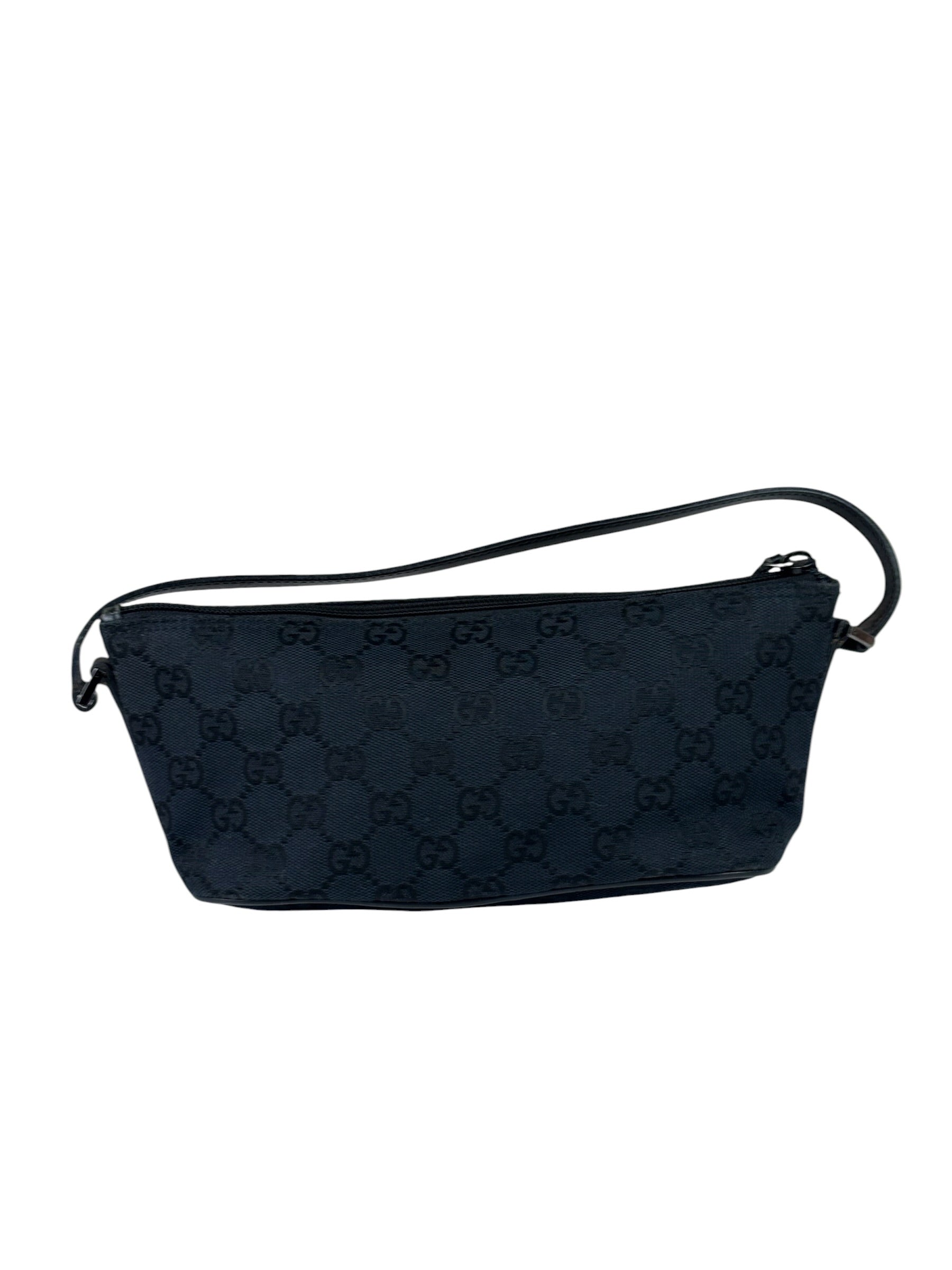 Gucci Black Canvas GG Print Mini Boat Pochette