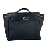 Hermes Black Leather Trim Herbag Two-Way Bag