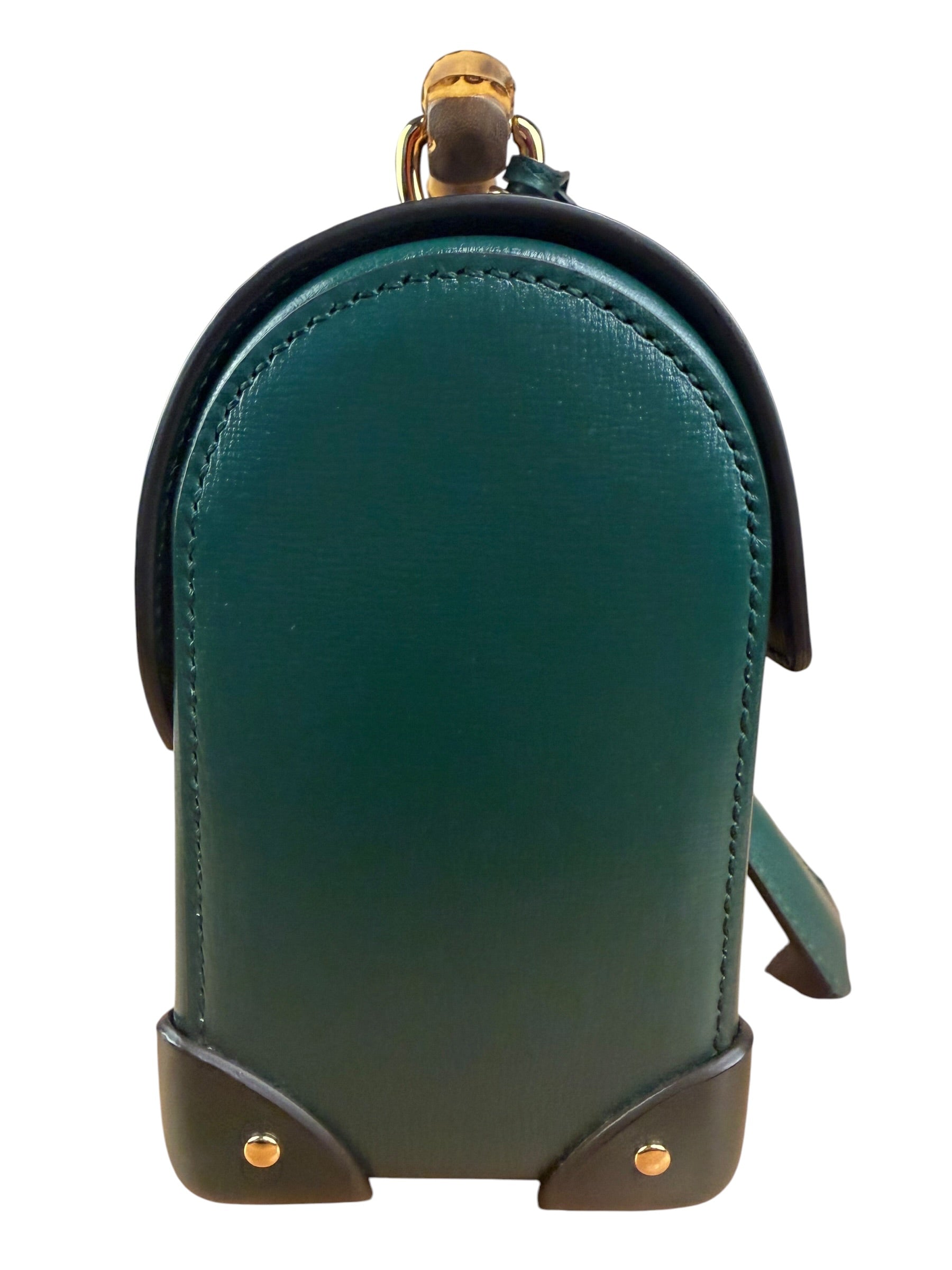 Gucci Green Padlock Bamboo Handle Handbag