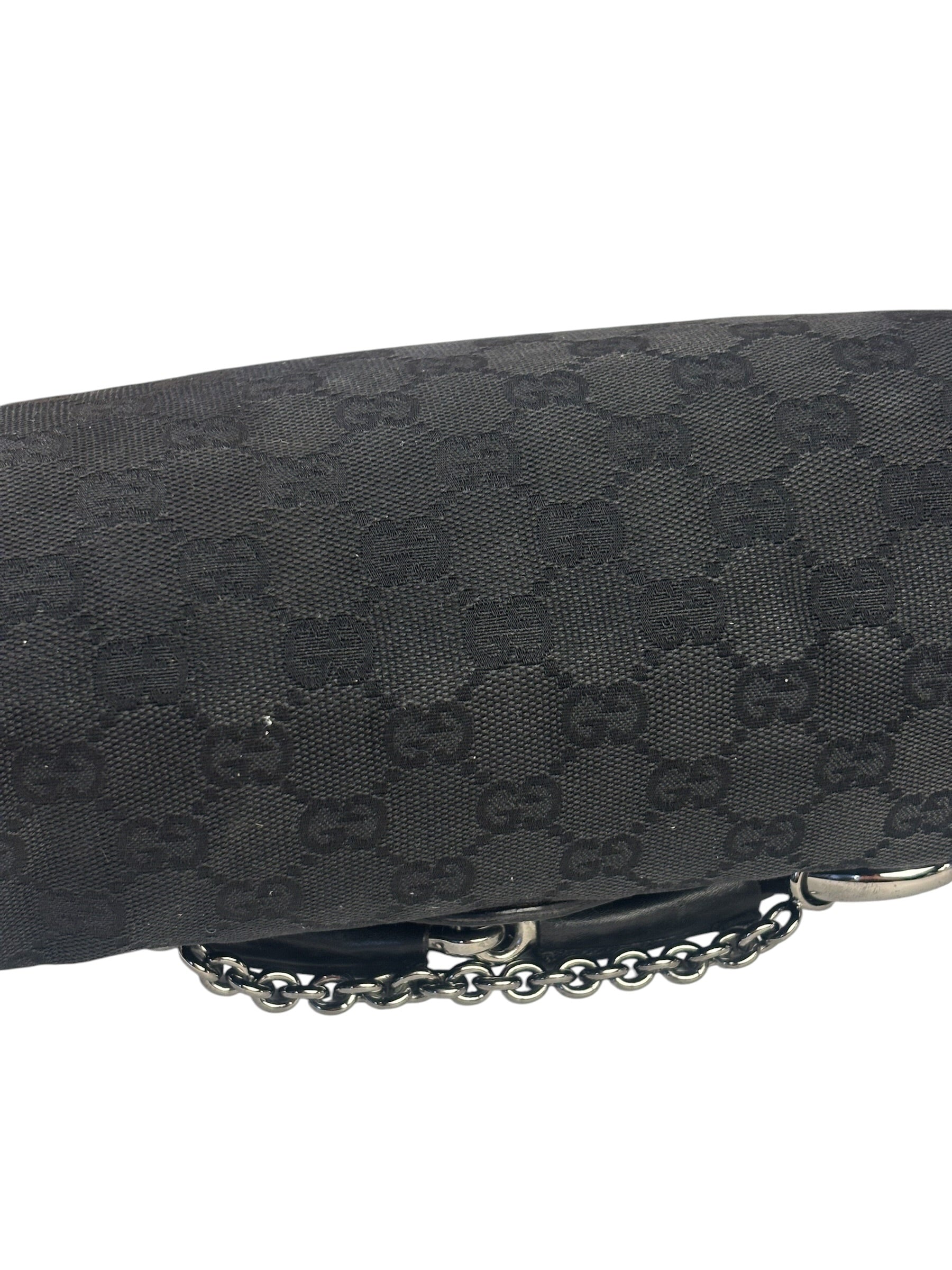 Gucci Vintage Black Horsebit Studded Chain Shoulder Bag