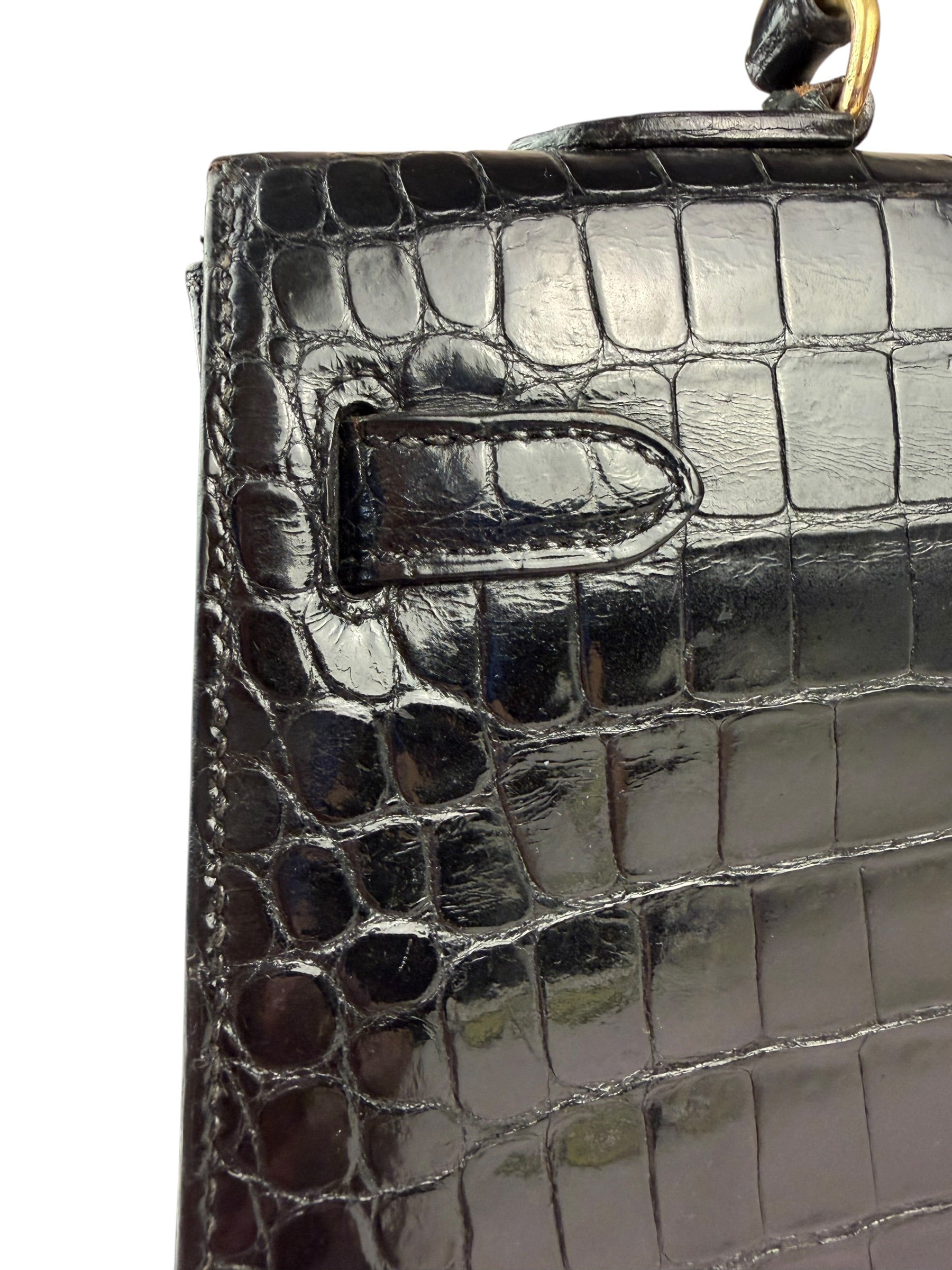 Hermes 1985 Black Crocodile Kelly 35
