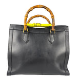 Gucci Black Leather Bamboo Diana 2Way Tote Bag