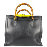 Gucci Black Leather Bamboo Diana 2Way Tote Bag