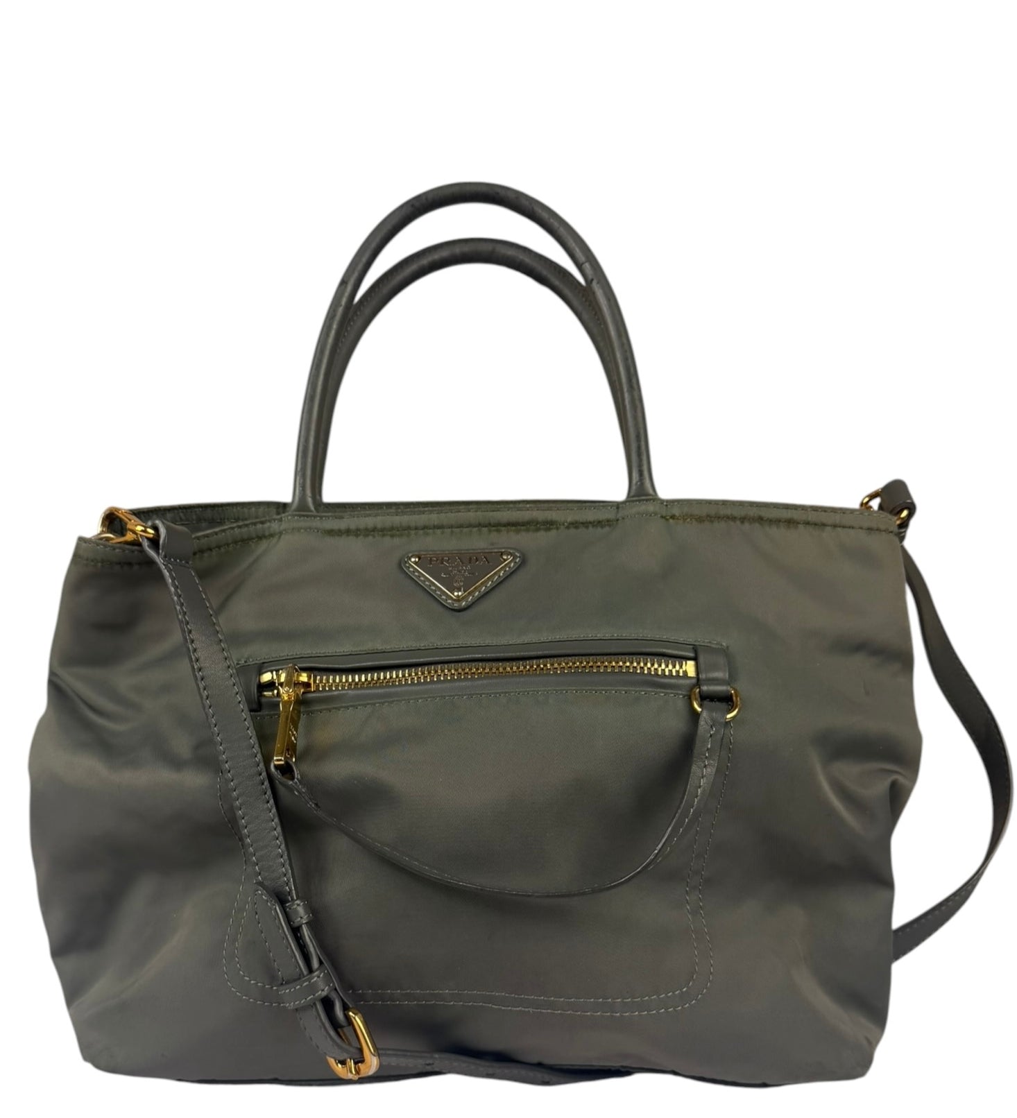 Prada Sage Tessuto Nylon/Leather Trim Tote