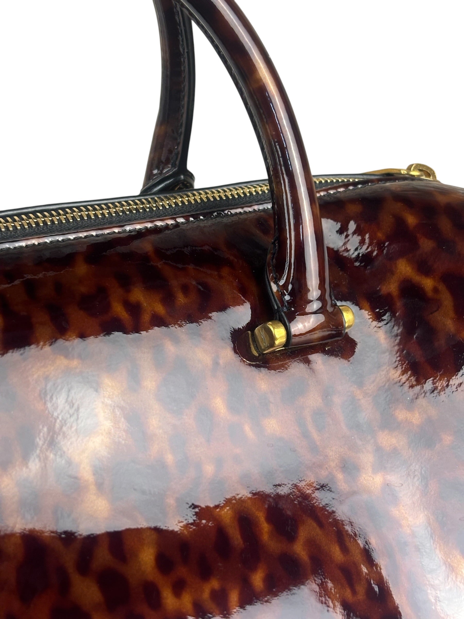 YSL Patent Leather Tortoise Shell Duffle