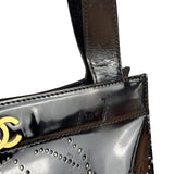 Chanel Black Patent Leather Perforated Camellia Tote Bag 2003