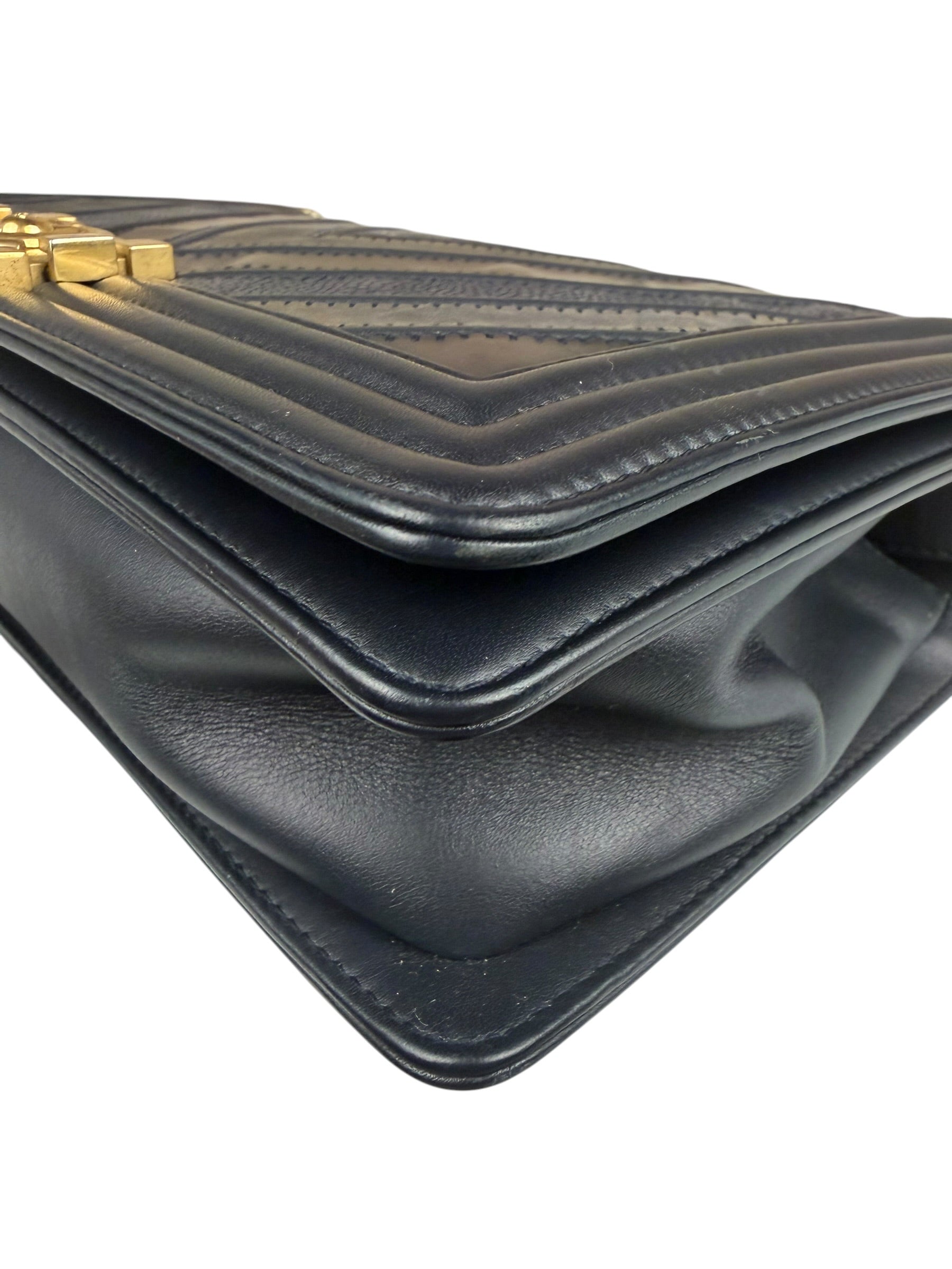 Chanel Tricolor Chevron Leather Old Medium Boy Flap 2016