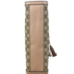 Gucci Peach Leather Trim GG Canvas Emily Chain Flap Shoulder Bag