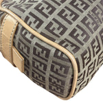 Fendi Beige Leather Trim Zucca Small Boston Bag