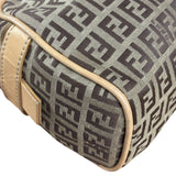 Fendi Beige Leather Trim Zucca Small Boston Bag