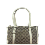 Gucci Bicolor Leather Trim Canvas GG Monogram Shoulder Bag