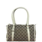 Gucci Bicolor Leather Trim Canvas GG Monogram Shoulder Bag