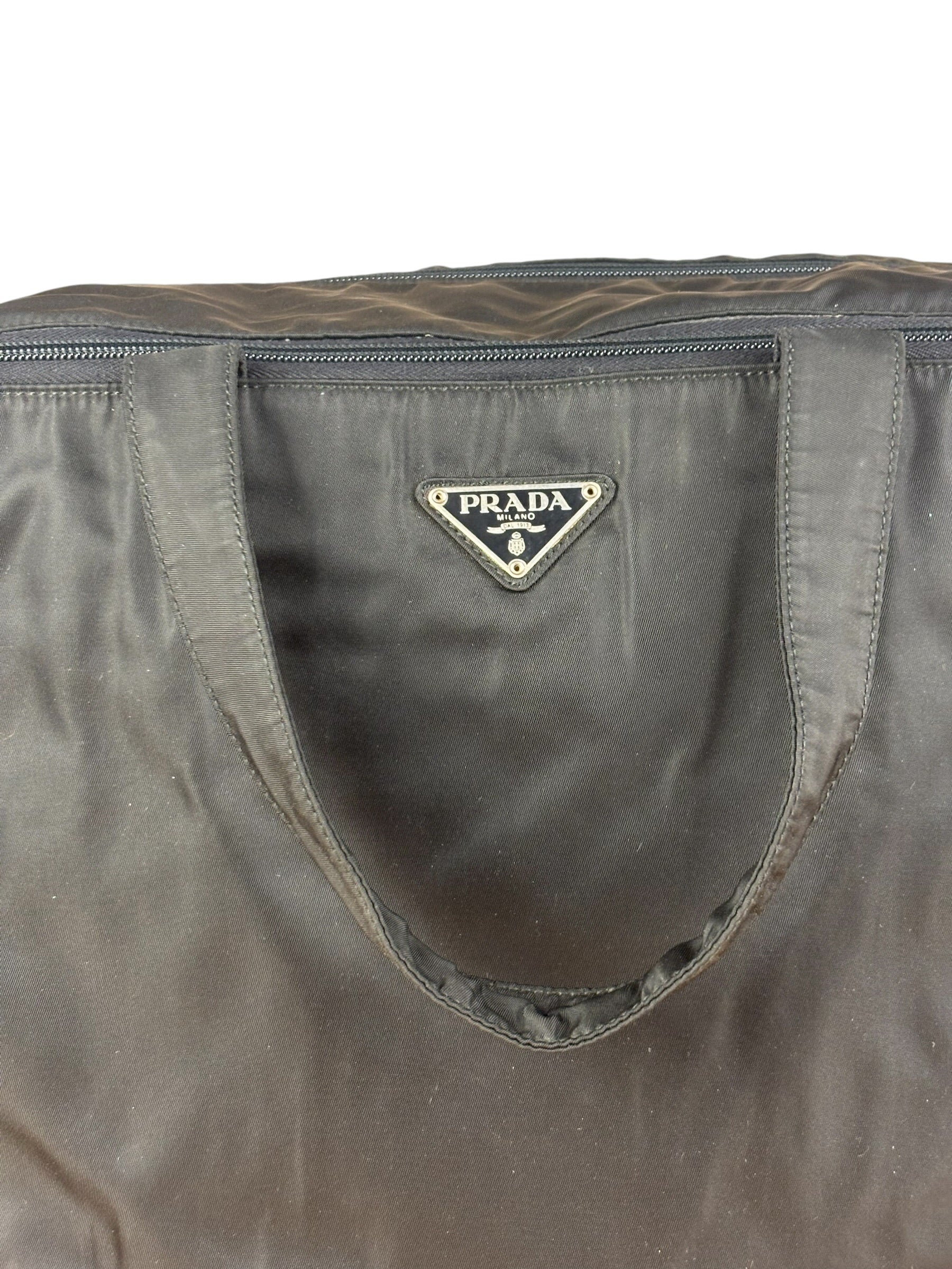 Prada Vintage Black Tessuto Nylon Travel Bag