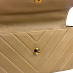 Chanel Vintage Beige Lambskin Chevron Coco Handle Flap Two-Way Bag 1991