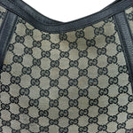 Gucci Black Leather Trim GG Supreme Hobo Bag