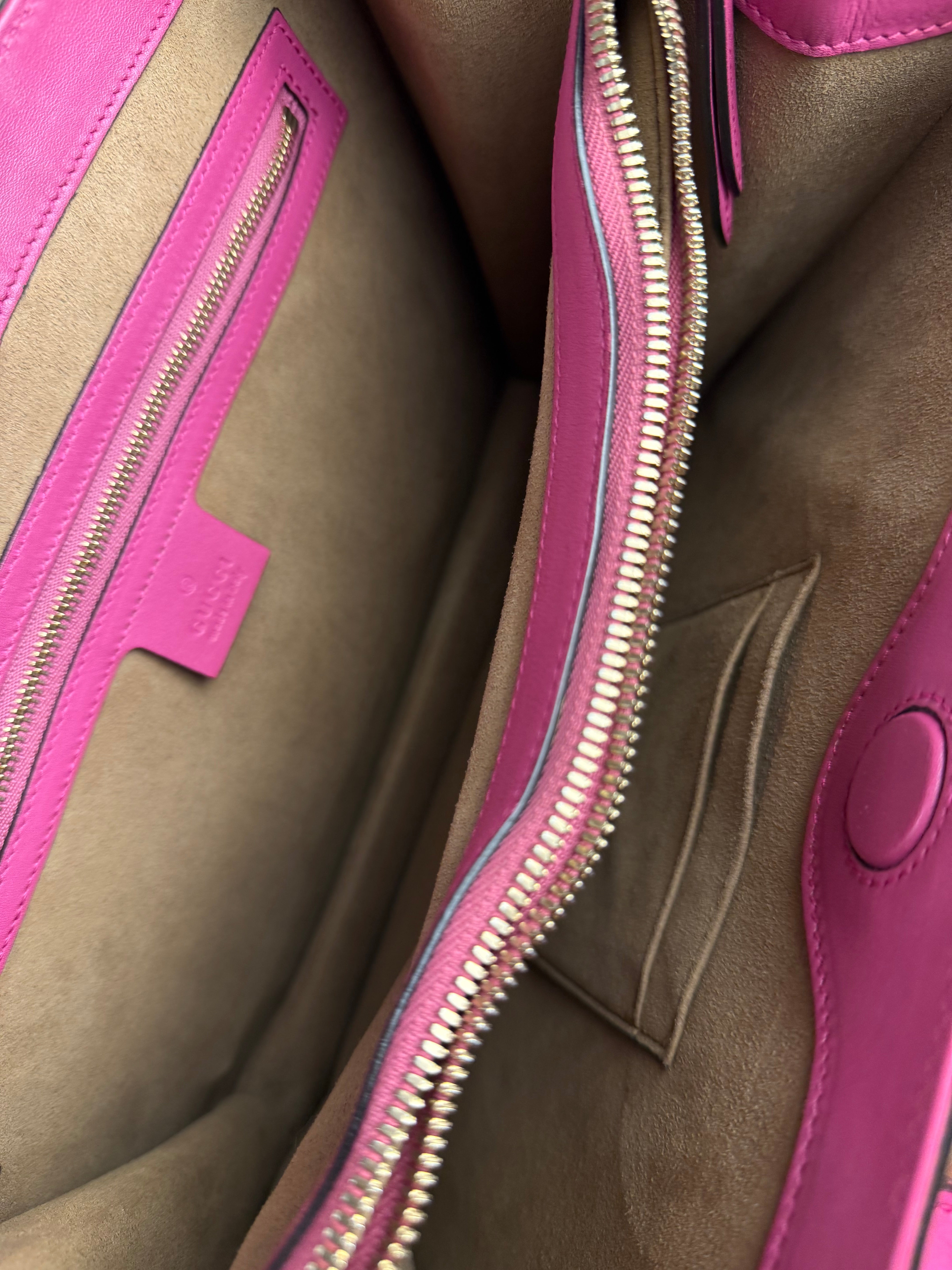 Gucci Pink/Red Leather Open Top Handbag