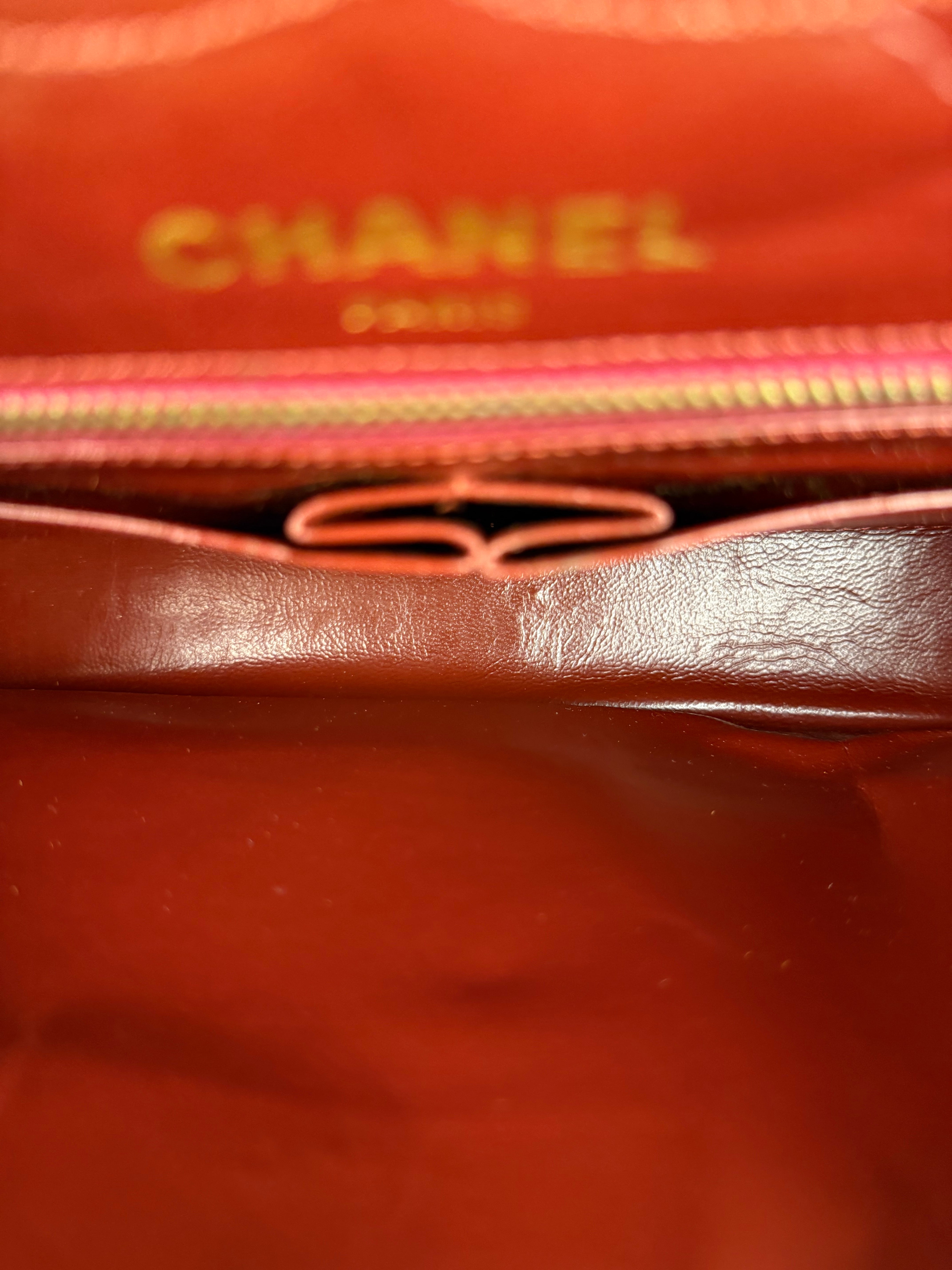 Chanel Brown Vertical Stitch Two-Toned CC Double Flap Bag 90s