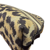 Christian Dior Beige Woven Leopard Print Cosmetic Pouch