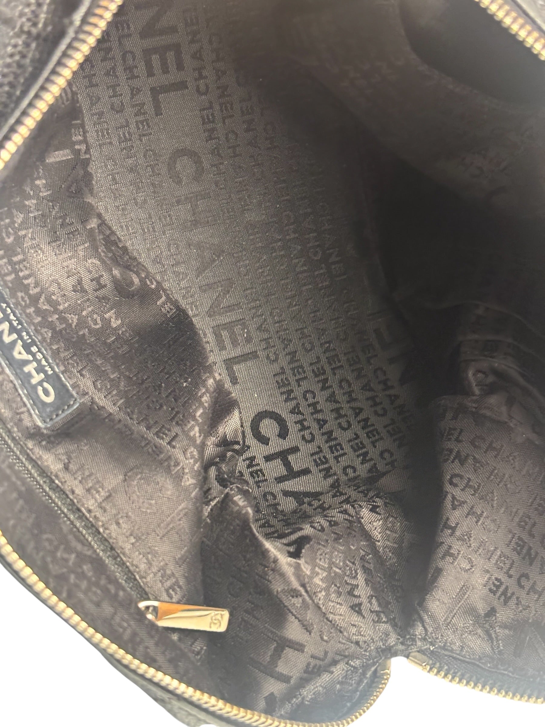 Chanel Navy Chocolate Bar Square Quilt LAX Bowler Bag 2004