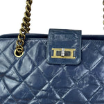 Chanel Blue Aged Quilted 2.55 Leather Chain Tote 2011