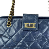Chanel Blue Aged Quilted 2.55 Leather Chain Tote 2011