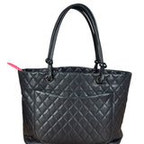 Chanel Black Leather Cambon Ligne large Tote Shoulder Bag 2004