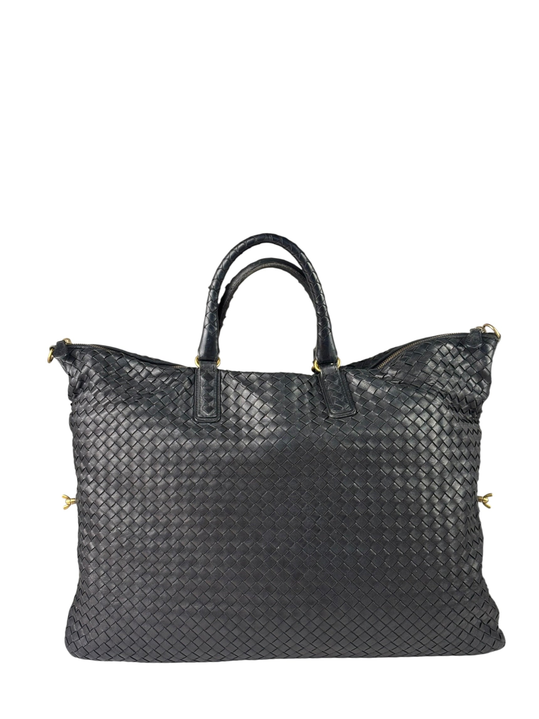 Bottega Veneta Black Intrecciato Large Handbag