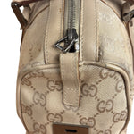 Gucci GG Beige Leather Trim Guccissima Small Boston Bag